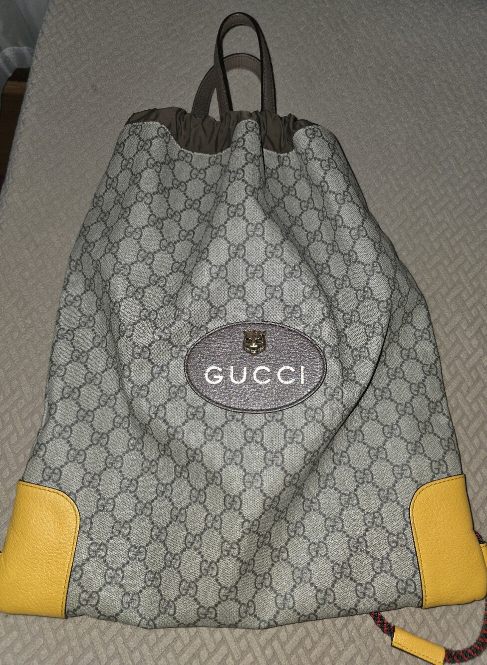 Pre-loved Rare Gucci GG Supreme Monogram Drawstring Backpack/Bag - Picture 5 of 16